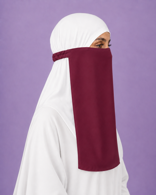 Maroon Niqabi Elegant Breathable Modest Face Veil for Women