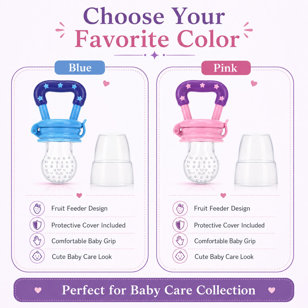 Baby Fruit Feeder Pacifier Soft Silicone Fruit Nibbler with Protective Cap