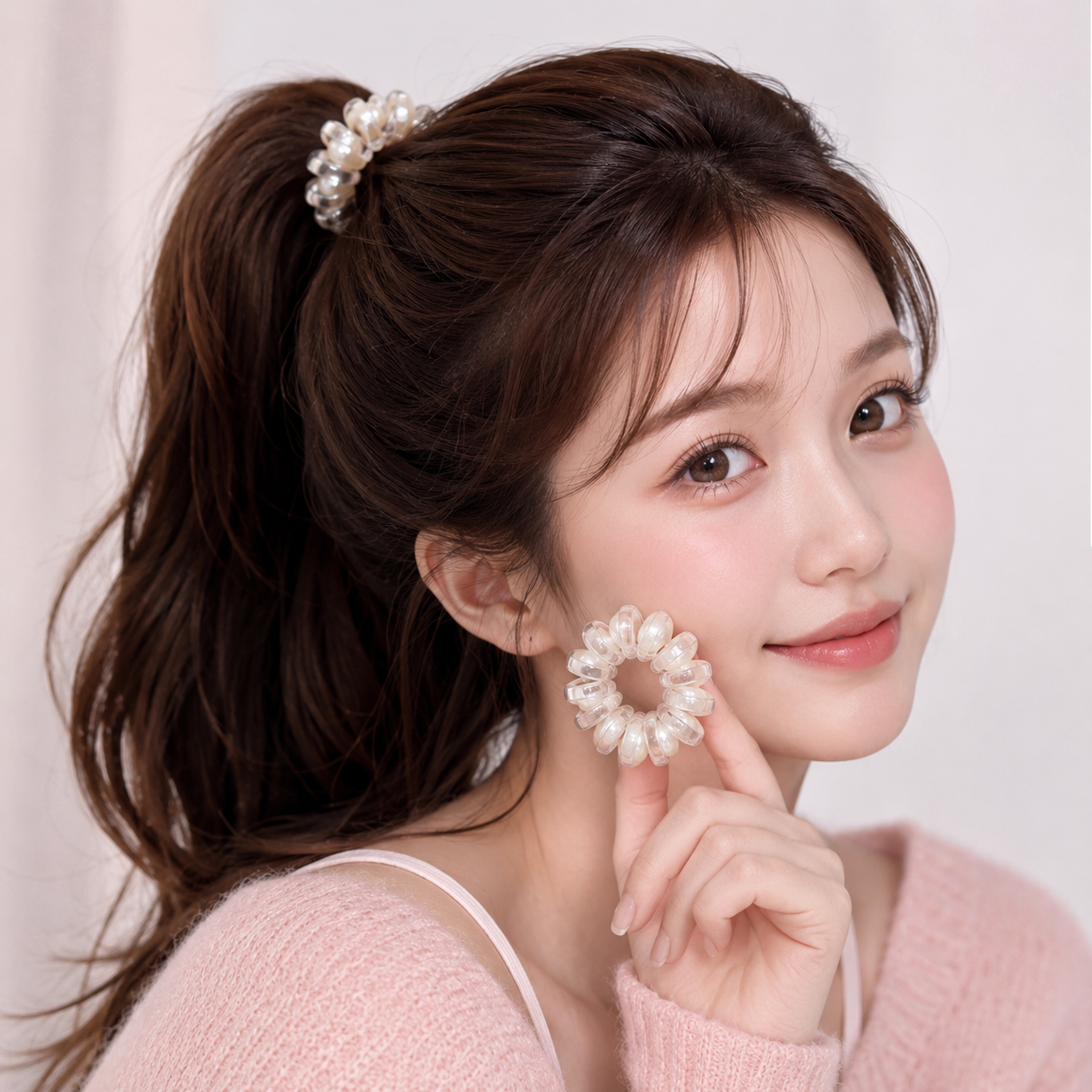 Spiral Hair Tie for Women & Girls Glossy Stretch Hair Band Scrunchie