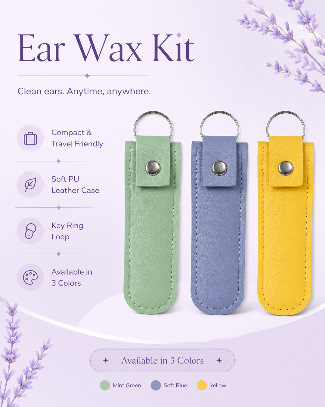Portable Ear Wax Kit with PU Leather Case