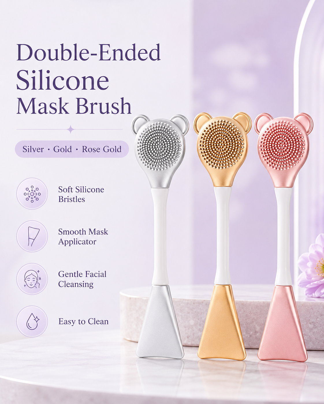 Double Ended Silicone Face Mask Brush