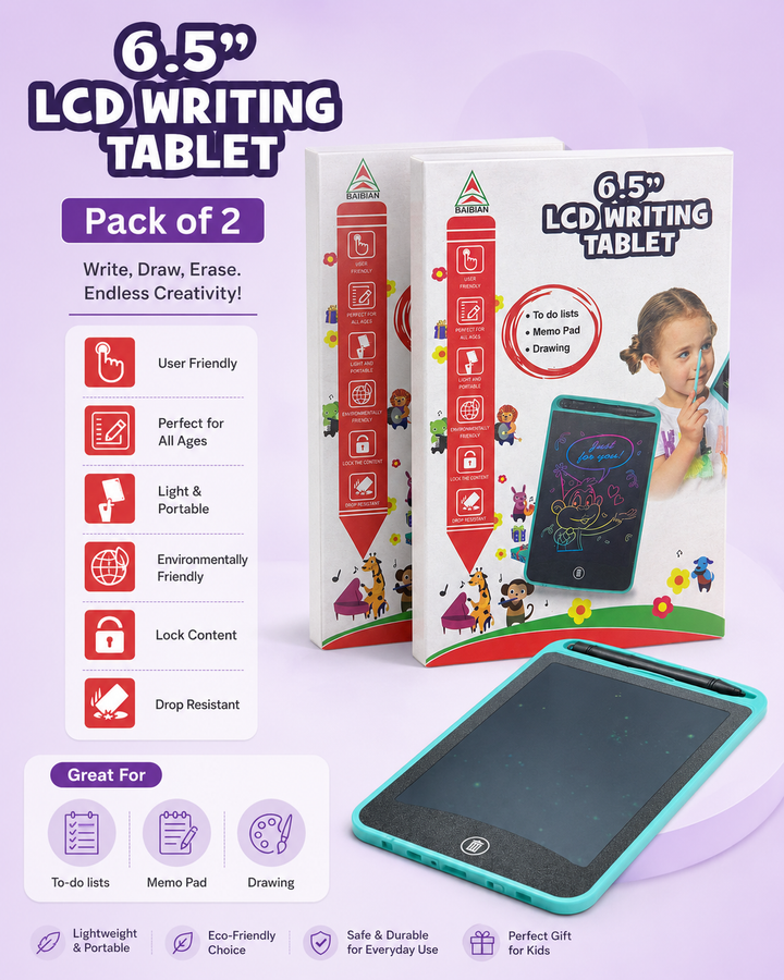 6.5 Inch LCD Writing Tablet for Kids with Stylus Reusable Drawing Pad