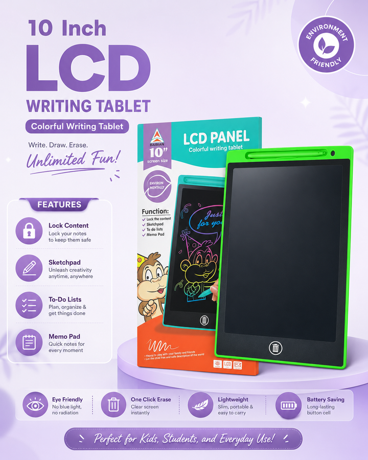 10 Inch LCD Writing Tablet for Kids Colorful Reusable Drawing Pad