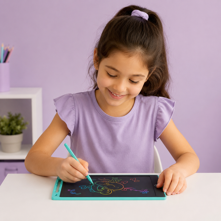 12 Inch LCD Writing Tablet for KidsColorful Screen Reusable  Lock Function &amp; One-Click Erase