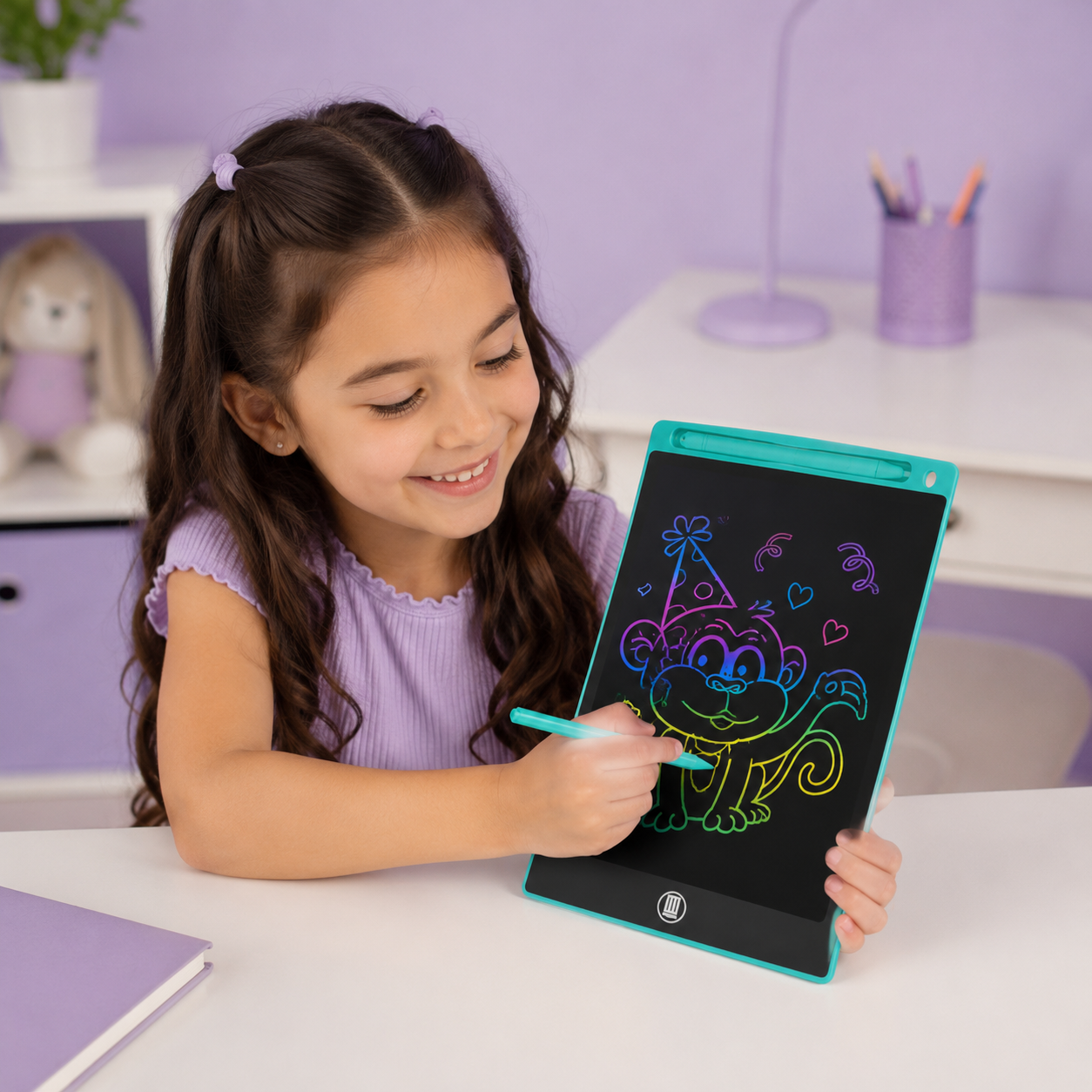 12 Inch LCD Writing Tablet for KidsColorful Screen Reusable  Lock Function & One-Click Erase