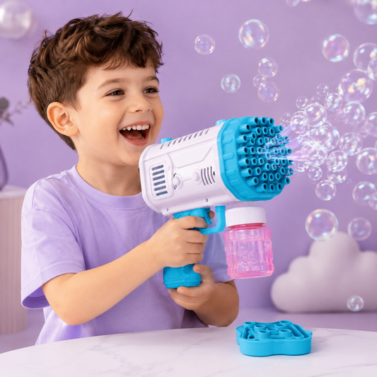 36-Hole Bubble Bazooka Gun for Kids with Bubble Liquid & Tray
