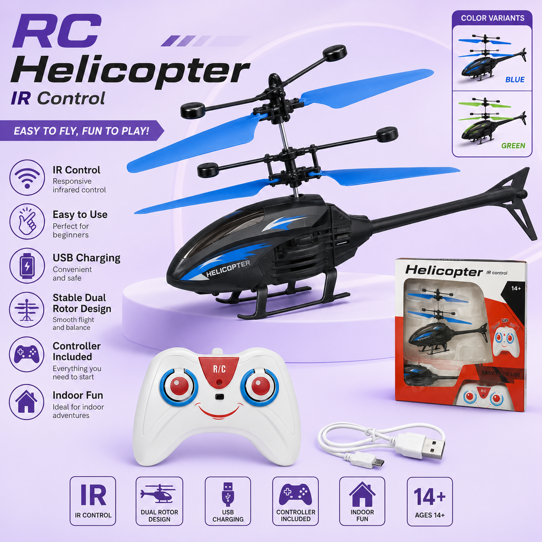 RC Helicopter with Dual Rotor  IR Remote Controlled Drone for Kids