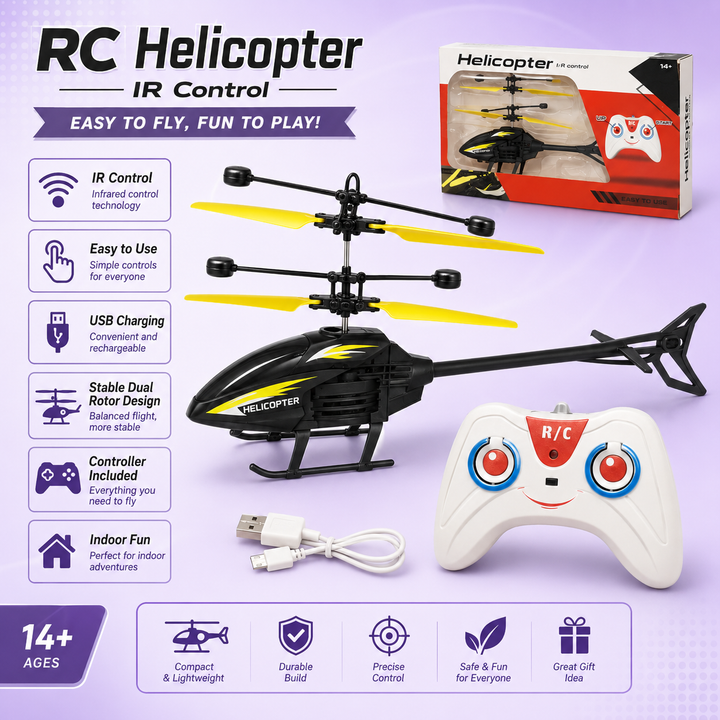 RC Helicopter with Dual Rotor  IR Remote Controlled Drone for Kids