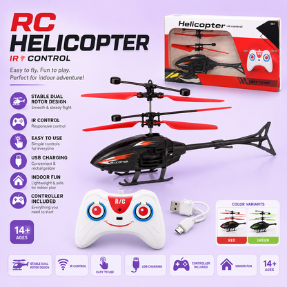 RC Helicopter with Dual Rotor  IR Remote Controlled Drone for Kids