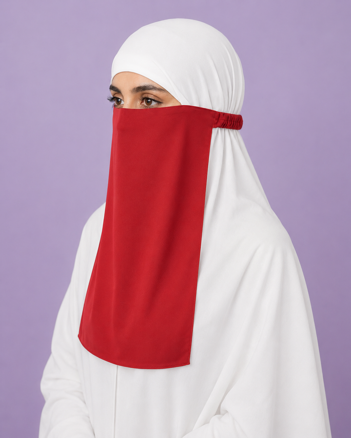 Red  Niqabi  Elegant Breathable Modest Face Veil for Women