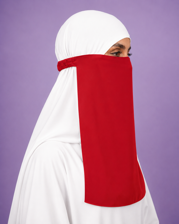 Red  Niqabi  Elegant Breathable Modest Face Veil for Women