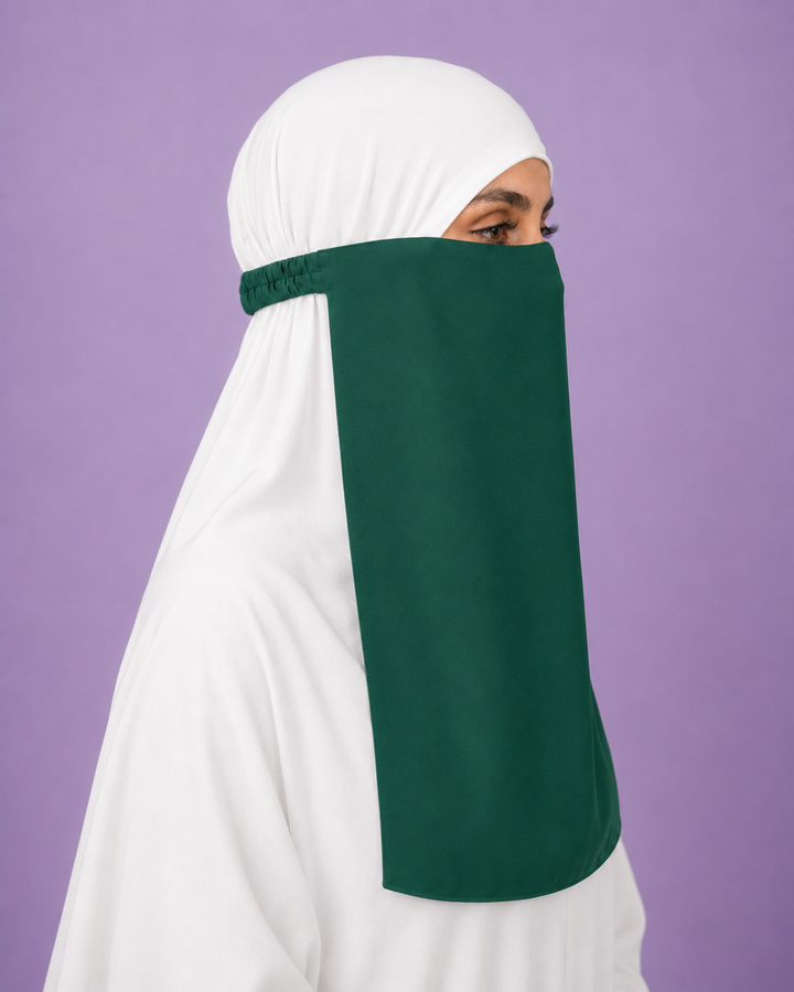 Green  Niqabi  Elegant Breathable Modest Face Veil for Women