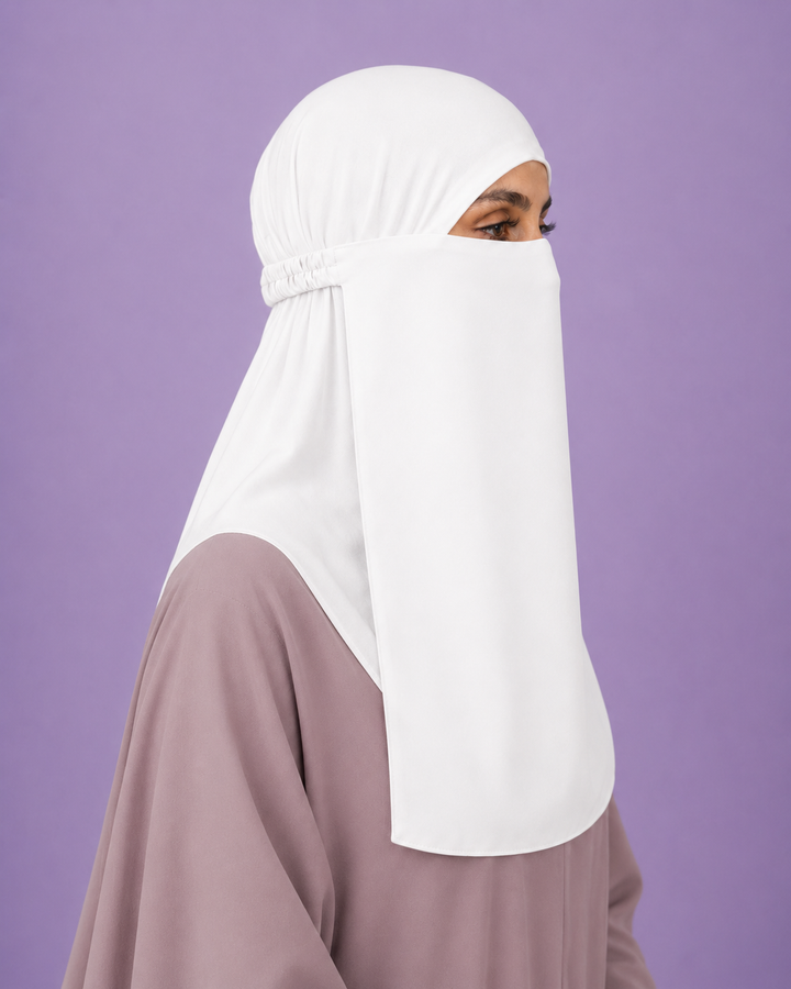 White  Niqabi Elegant Breathable Modest Face Veil for Women