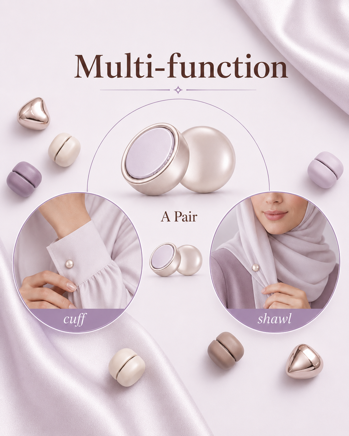Magnetic Hijab Pins Pair for Hijab & Scarf Styling