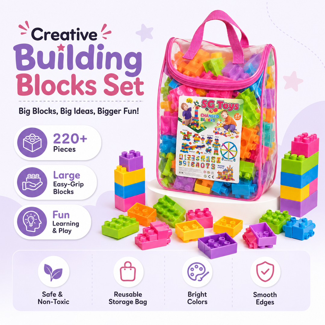 226 Pcs Kids Building Blocks Set Construction Toy with Storage Bag