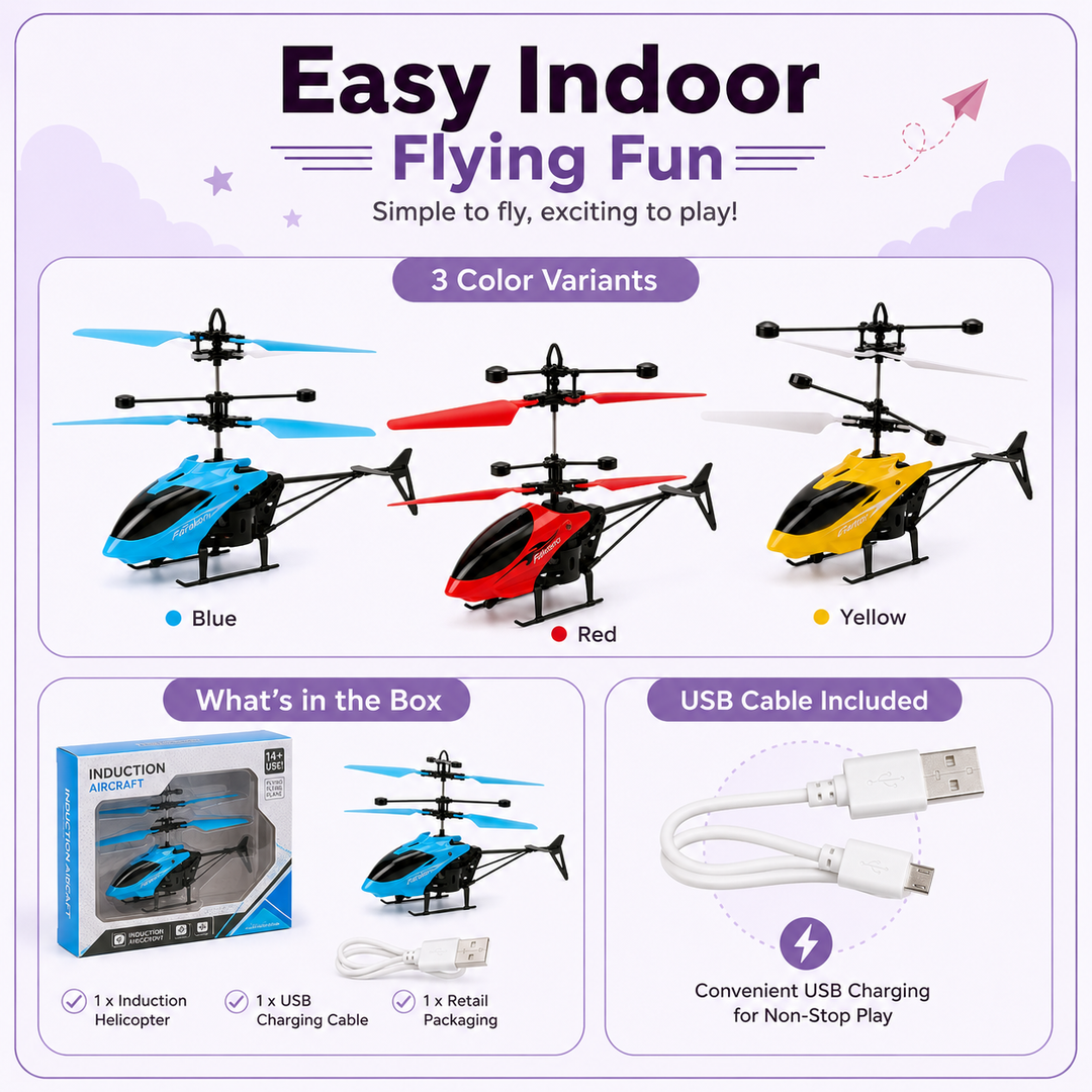 Flying Helicopter Toy USB Rechargeable Hand Sensor Aircraft for Kids &amp; Teens