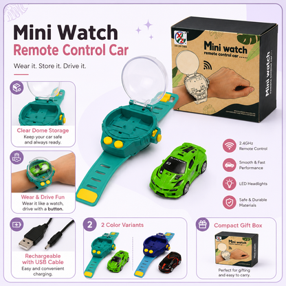 Mini Watch Remote Control Car Toy for Kids Rechargeable Wrist RC Car with USB Cable