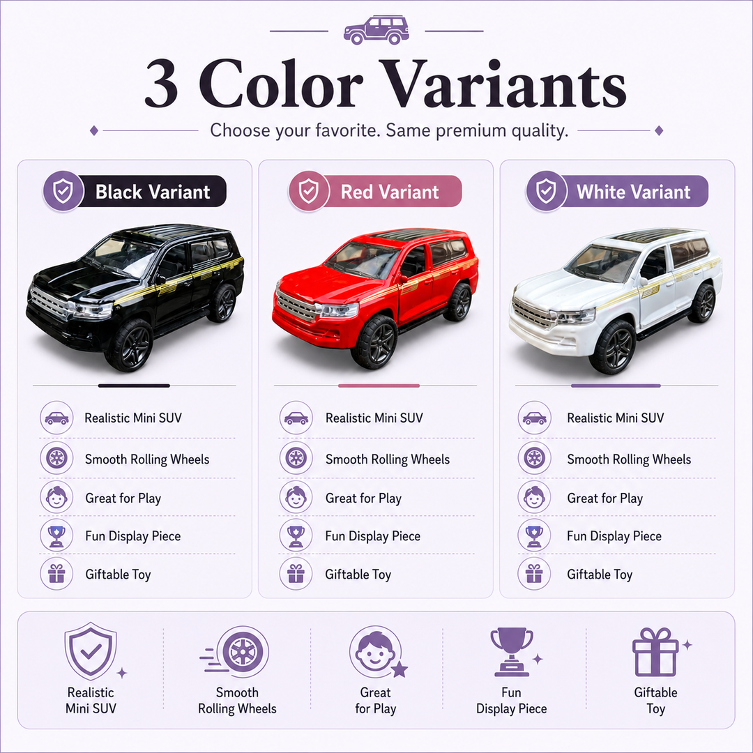 Prado Style Die-Cast Model SUV Toy Car Pull Back Metal Car for Kids
