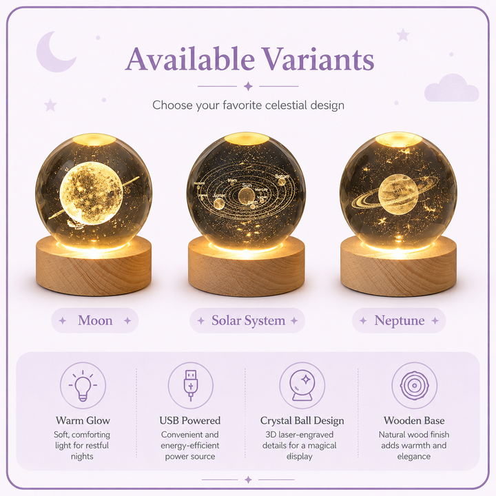 3D Crystal Ball Baby Night Light