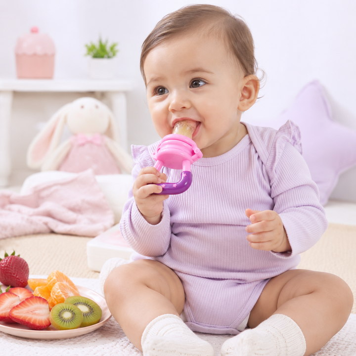 Baby Fruit Feeder Pacifier  Soft Silicone Fruit Nibbler with Protective Cap