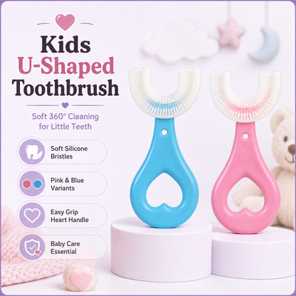 Kids U-Shaped 360° Toothbrush  Soft Silicone Training Brush