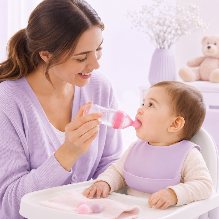Baby Silicone Spoon Feeder Bottle  Soft Squeeze Food Dispenser for Puree &amp; Cereal
