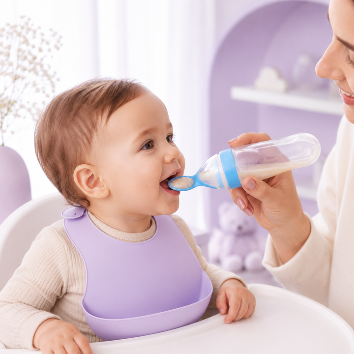 Baby Silicone Spoon Feeder Bottle  Soft Squeeze Food Dispenser for Puree &amp; Cereal