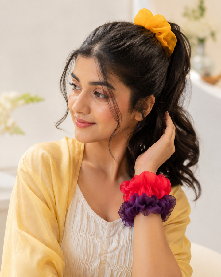 Organza Scrunchies Set  Soft Hair Ties for Hijab Bun &amp; Everyday Styling