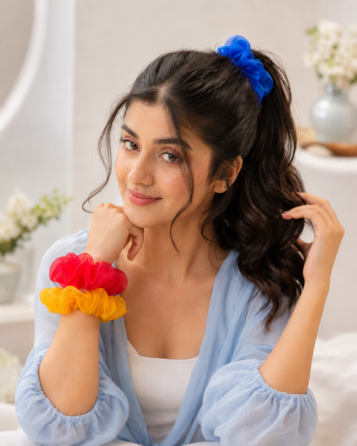 Organza Scrunchies Set  Soft Hair Ties for Hijab Bun &amp; Everyday Styling