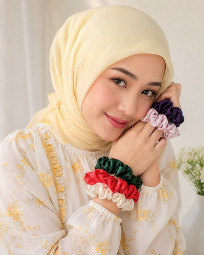 Mini Scrunchies for Women  Soft Elastic Hair Tie soft Hair Ties for Hijab, Daily Styling & Elegant Hair Looks