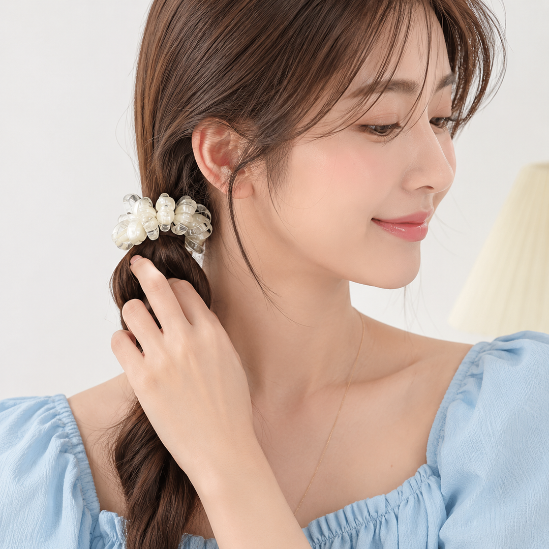Spiral Hair Tie for Women &amp; Girls  Glossy Stretch Hair Band Scrunchie