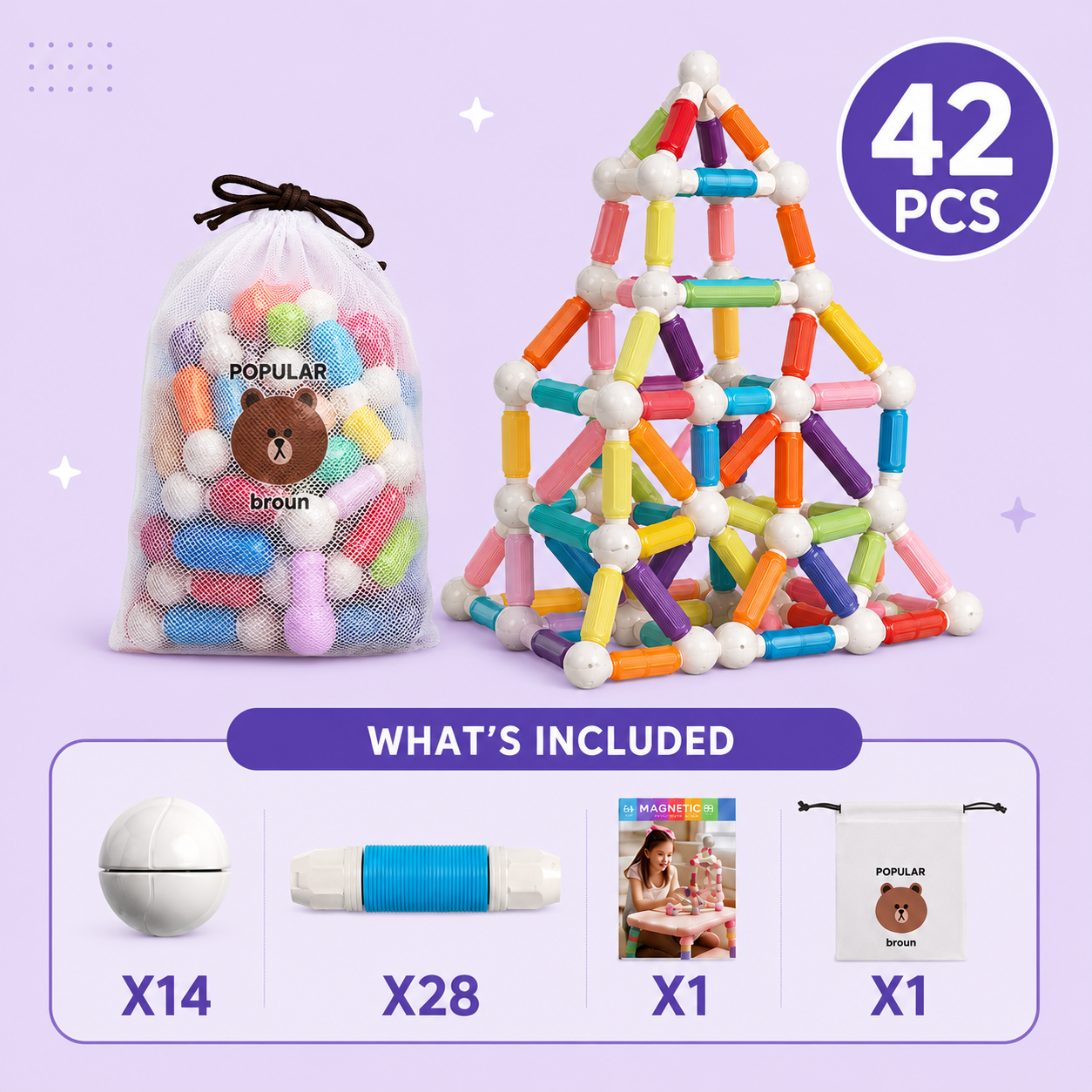 Flexible Retractable Magnetic Building Blocks Toy Set
