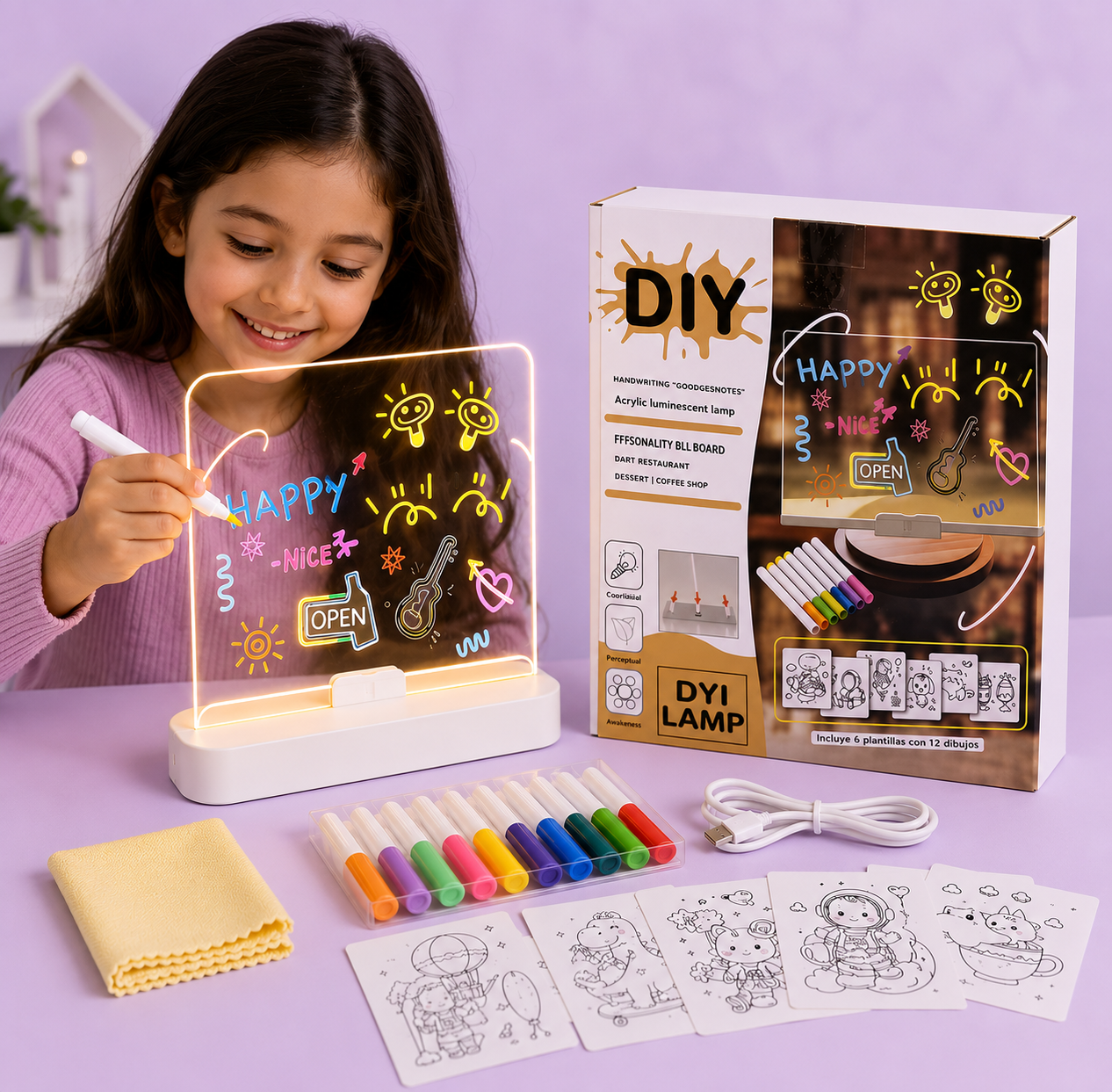 DIY Acrylic LED Message Board Lamp with Color Markers