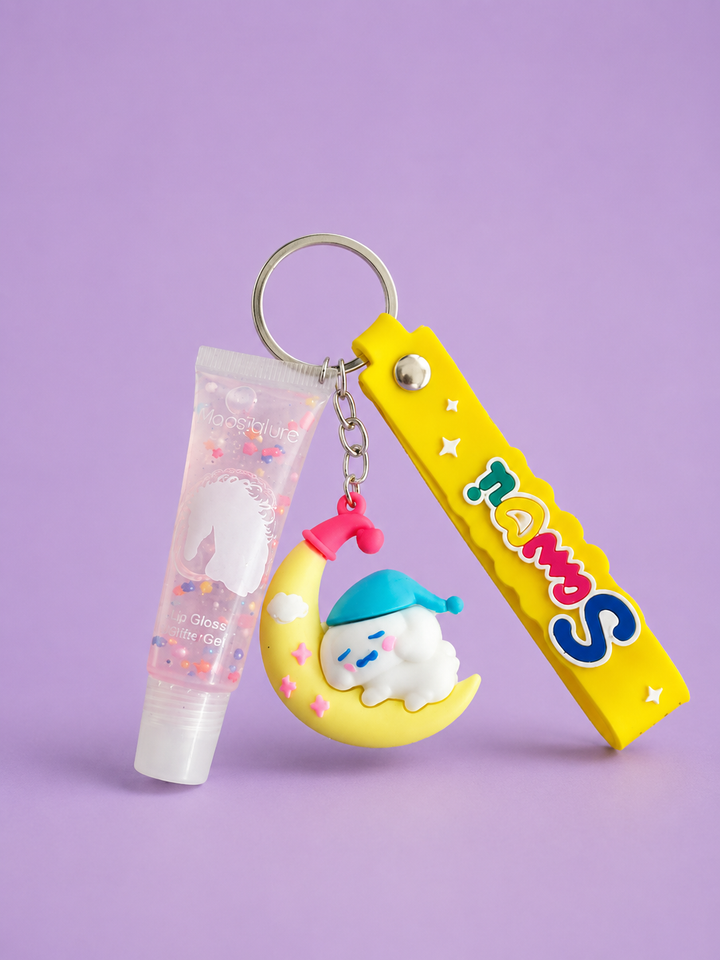 Cute Lip Gloss Keychain Portable Moisturizing Lip Gloss Charm for Bags