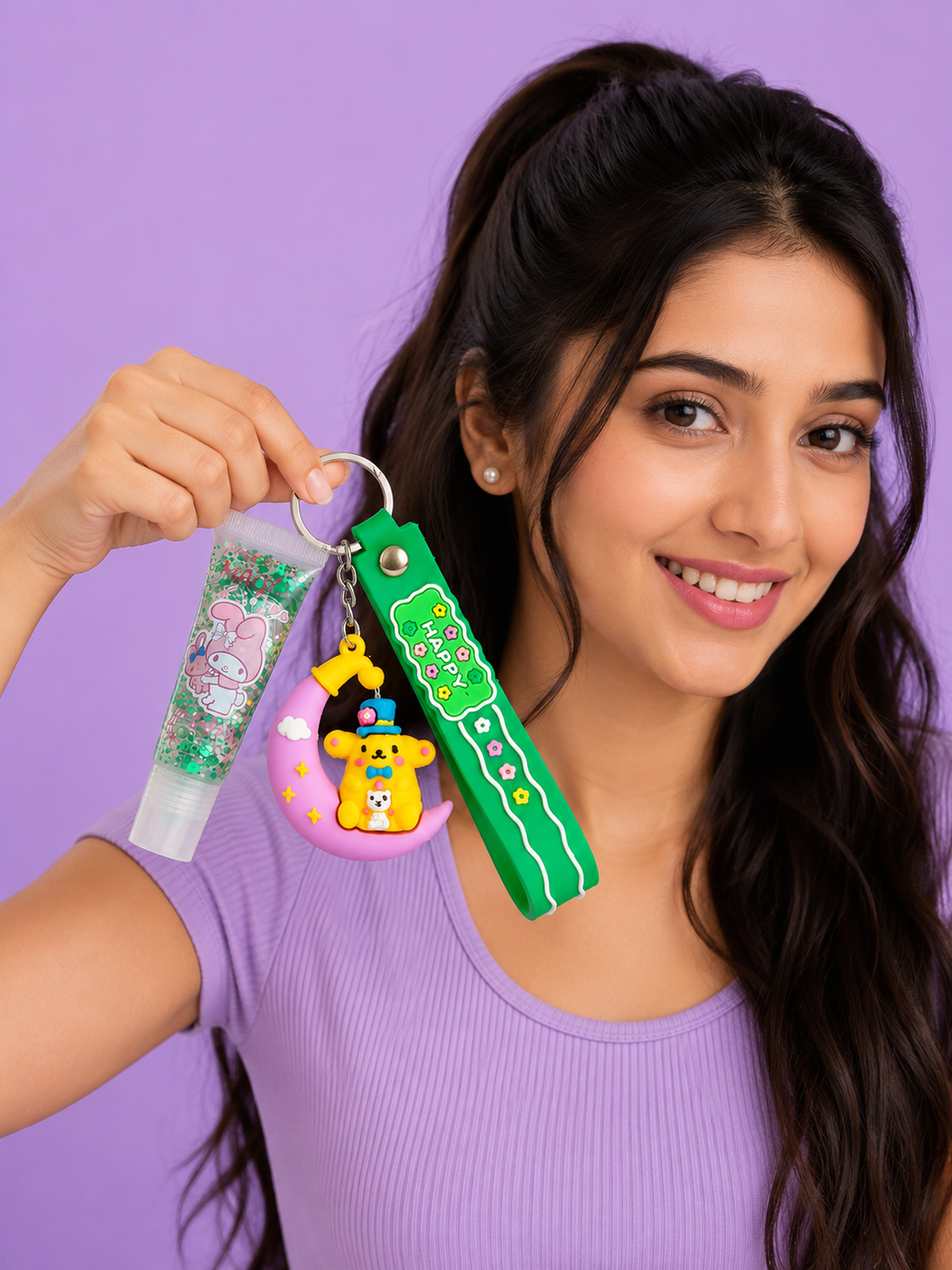 Cute Lip Gloss Keychain Portable Moisturizing Lip Gloss Charm for Bags