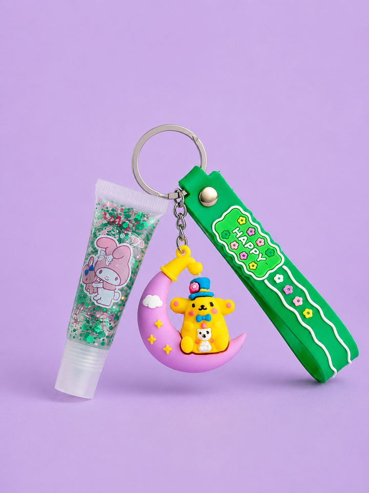 Cute Lip Gloss Keychain Portable Moisturizing Lip Gloss Charm for Bags