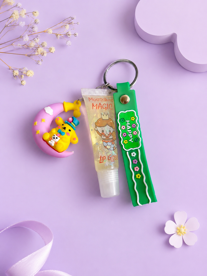 Cute Lip Gloss Keychain Portable Moisturizing Lip Gloss Charm for Bags