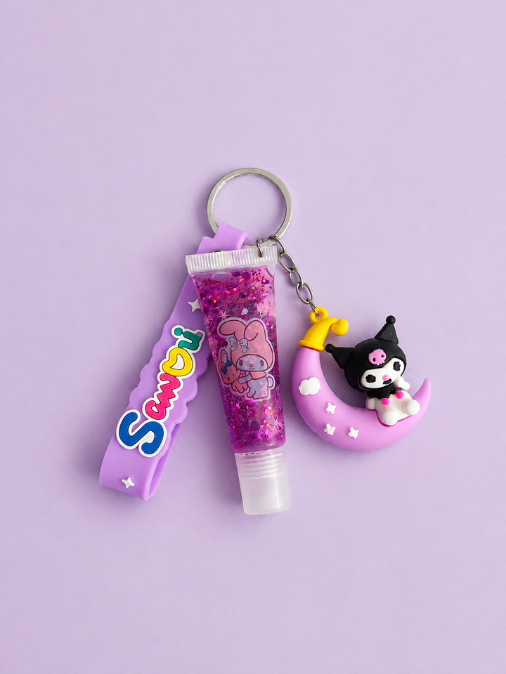 Cute Lip Gloss Keychain Portable Moisturizing Lip Gloss Charm for Bags