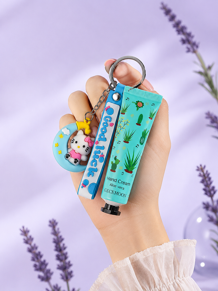 Cute Hand Cream Keychain Portable Moisturizing Hand Cream with Adorable Charm Keyring