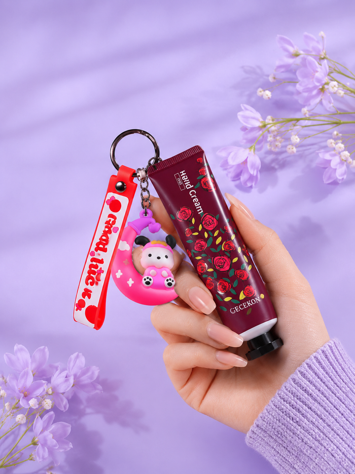 Cute Hand Cream Keychain Portable Moisturizing Hand Cream with Adorable Charm Keyring