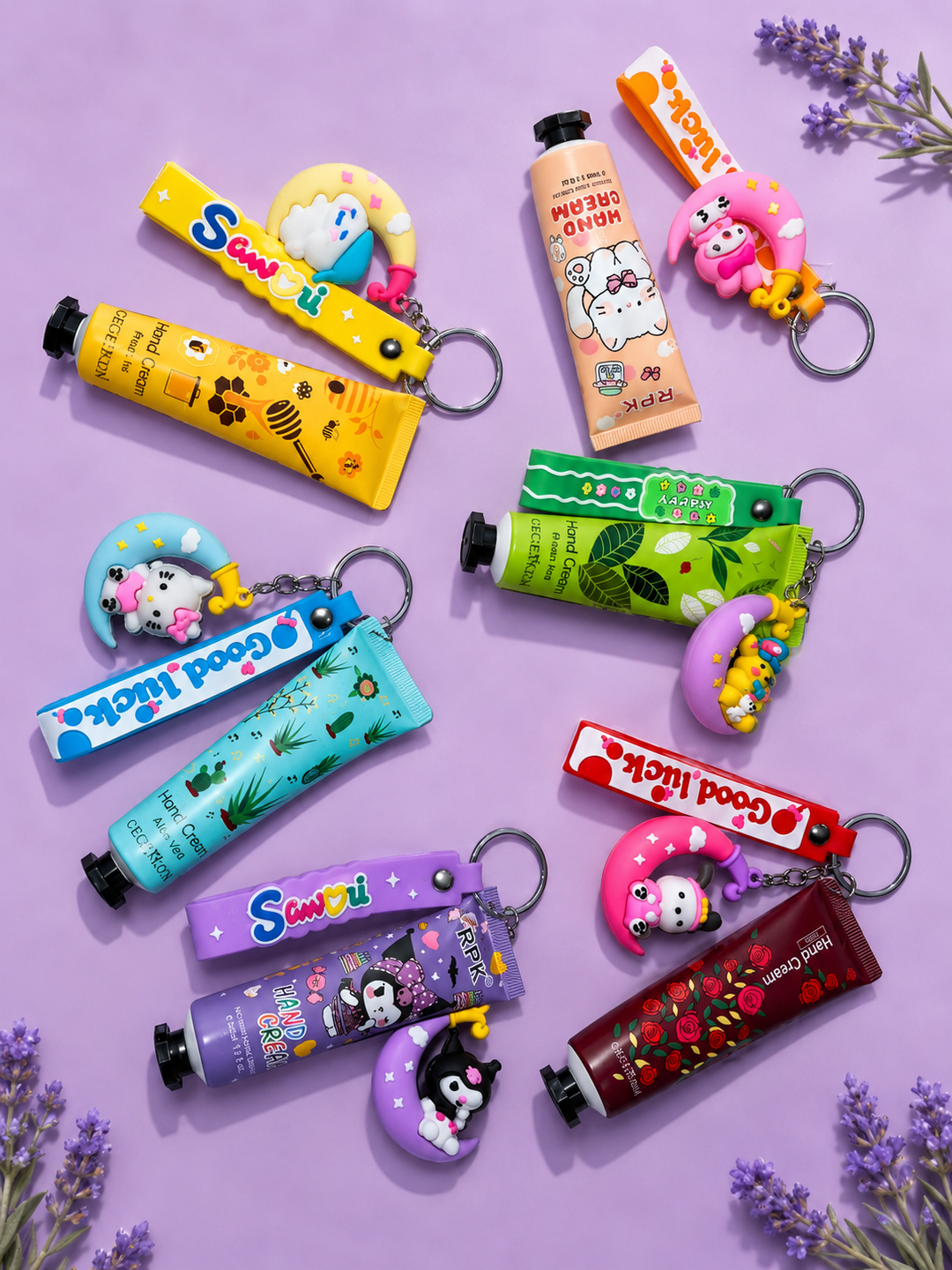 Cute Hand Cream Keychain Portable Moisturizing Hand Cream with Adorable Charm Keyring