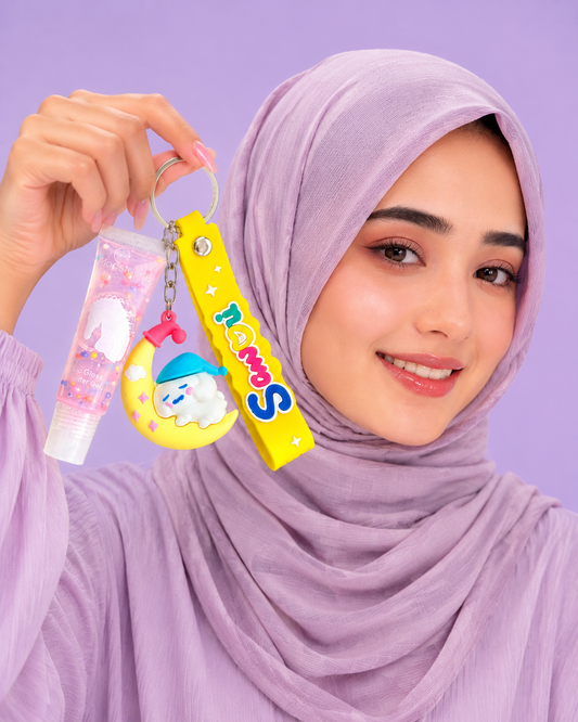 Cute Lip Gloss Keychain Portable Moisturizing Lip Gloss Charm for Bags