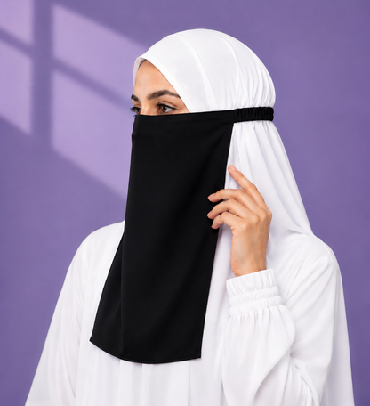 Black Niqabi  Elegant Breathable Modest Face Veil for Women
