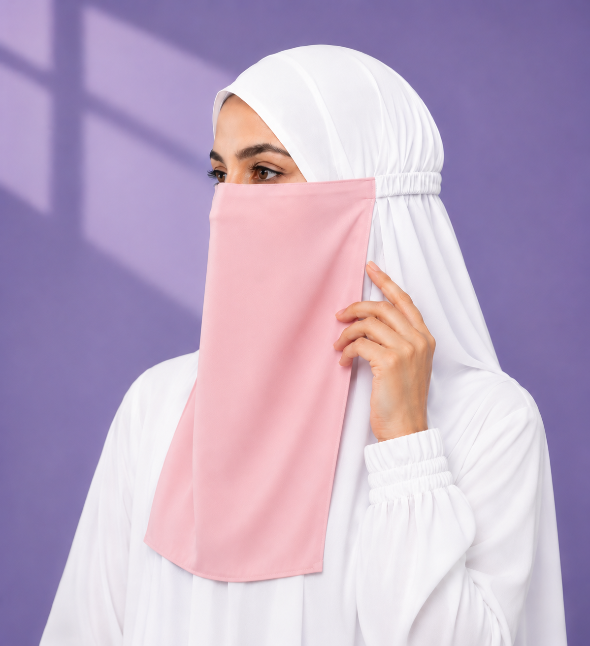 Pink Niqabi  Elegant Breathable Modest Face Veil for Women