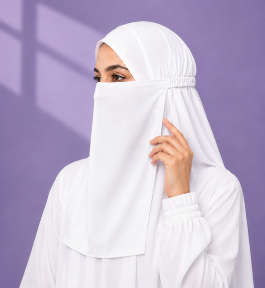 White  Niqabi Elegant Breathable Modest Face Veil for Women