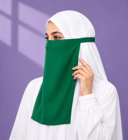Green  Niqabi  Elegant Breathable Modest Face Veil for Women