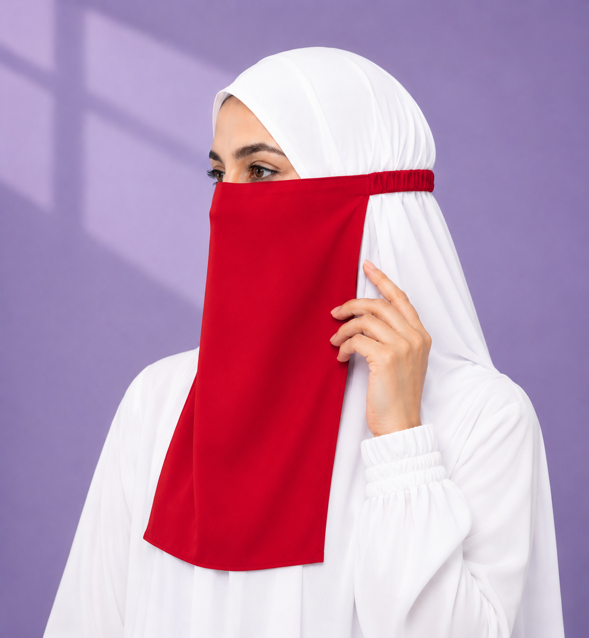 Red  Niqabi  Elegant Breathable Modest Face Veil for Women