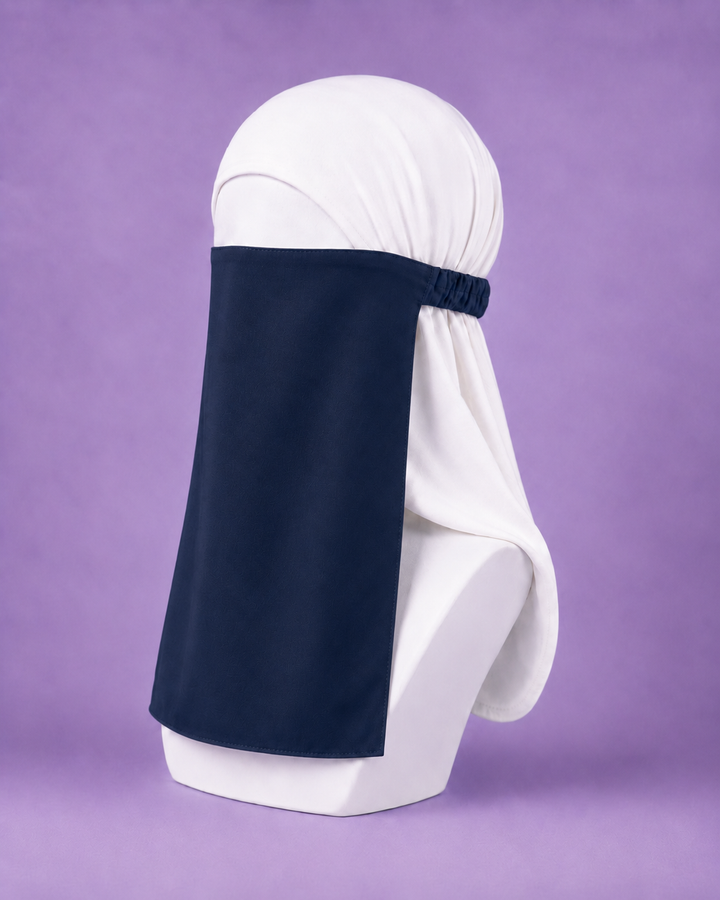 Navy Blue Niqabi Elegant Breathable Modest Face Veil for Women
