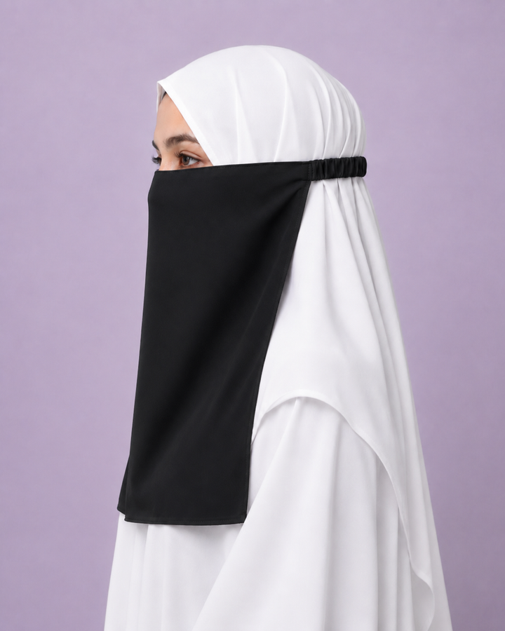 Black Niqabi  Elegant Breathable Modest Face Veil for Women
