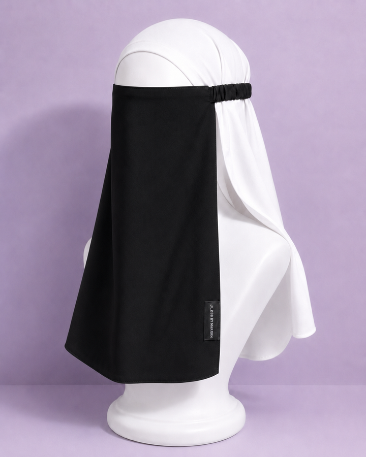 Black Niqabi  Elegant Breathable Modest Face Veil for Women